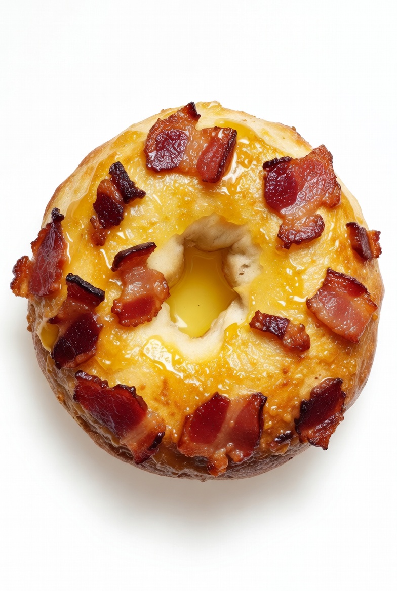 Bacon Butter Ring with crispy bacon bits visible on bagel